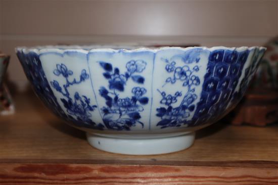 An 18th century Chinese famille rose cup and other Chinese porcelain tallest 40cm sq.